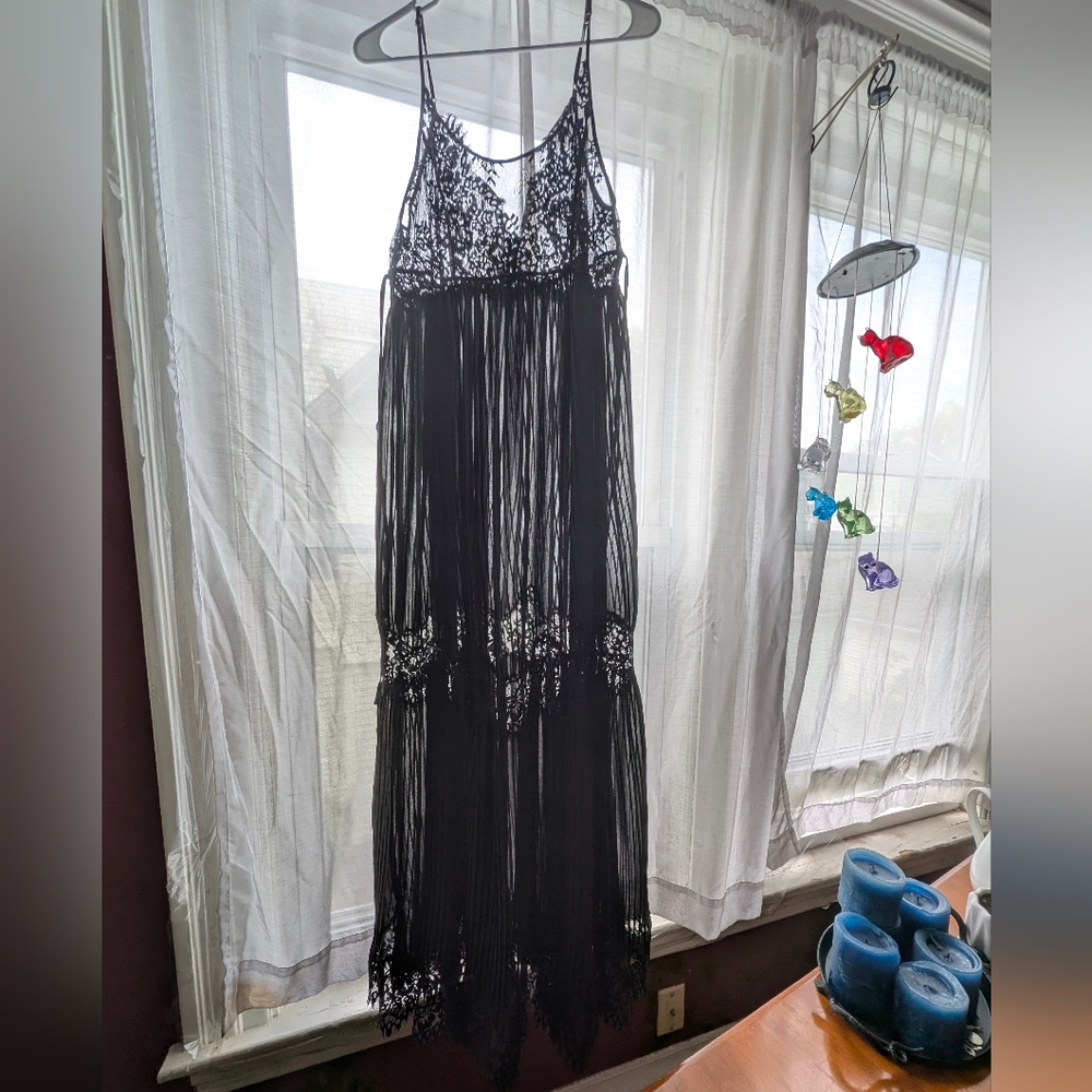 Plus Marjolaine Sheer Lace Slip Dress Black Swimsuit Beach Cover Up Dress